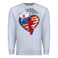 Heather Grey patriotic nurse love Premium Sweatshirt - BarkalooDesign