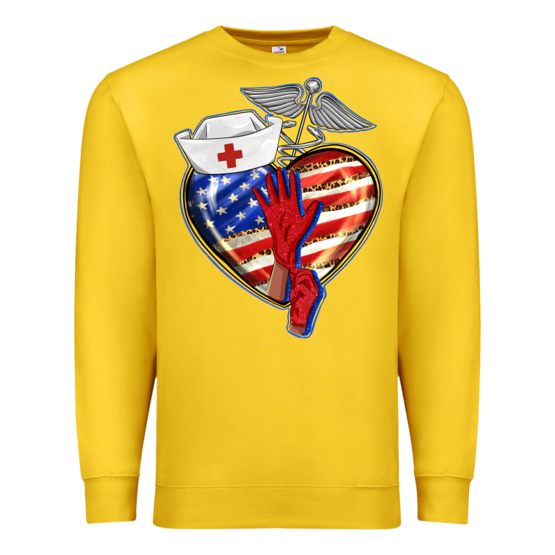 Patriotic Nurse Love Premium Sweatshirt by BarkalooDesign | Teevron