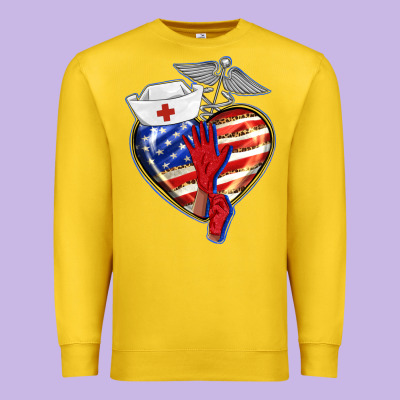 Patriotic Nurse Love Premium Sweatshirt Designed By Barkaloodesign
