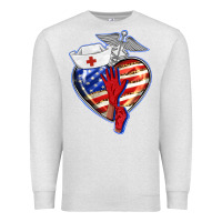 Oatmeal Heather patriotic nurse love Premium Sweatshirt - BarkalooDesign