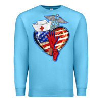 Ocean Blue patriotic nurse love Premium Sweatshirt - BarkalooDesign