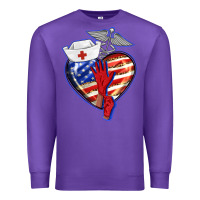 Purple patriotic nurse love Premium Sweatshirt - BarkalooDesign