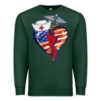 Sports Green patriotic nurse love Premium Sweatshirt - BarkalooDesign