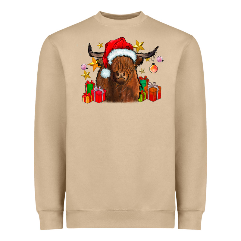 Festive Highland Cow Heavyweight Sweatshirt by CowhideDigitalArt | Teevron