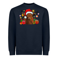 Navy festive highland cow Heavyweight Sweatshirt - CowhideDigitalArt