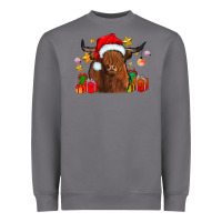 Storm festive highland cow Heavyweight Sweatshirt - CowhideDigitalArt