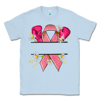 Dusty Blue Personalized Breast Cancer ribbon Classic Tee - NancyCooperArtShop