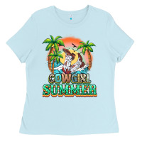 Baby Blue Cowgirl summer Ladies Tee - NancyCooperArtShop