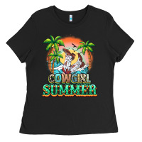 Black Cowgirl summer Ladies Tee - NancyCooperArtShop