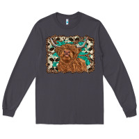 Smoke highland cow western background Long Sleeve Tee - RanaPortraitStore