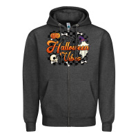 Charcoal Heather halloween vibes Zipper Hoodie - Artiststas