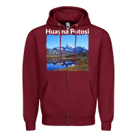 Burgundy Bolivia Huayna Potosi Mountain Andes Art Zipper Hoodie - trangStudio