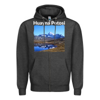 Charcoal Heather Bolivia Huayna Potosi Mountain Andes Art Zipper Hoodie - trangStudio