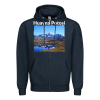 Navy Bolivia Huayna Potosi Mountain Andes Art Zipper Hoodie - trangStudio