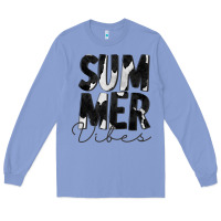 Colony Blue Summer Vibes Black White Cowhide Long Sleeve Tee - CowCowDesign