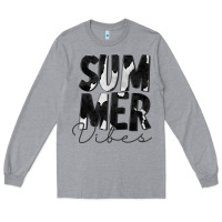 Heather Grey Summer Vibes Black White Cowhide Long Sleeve Tee - CowCowDesign