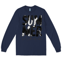 Navy Summer Vibes Black White Cowhide Long Sleeve Tee - CowCowDesign
