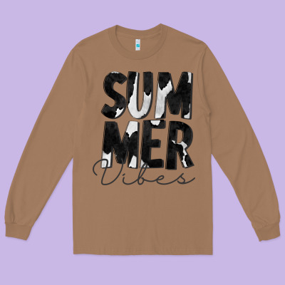 Summer Vibes Black White Cowhide Long Sleeve Tee Designed By Cowcowdesign