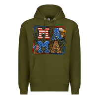Army Green Army Veteran mama leopard frame 4th of July Premium Hoodie - LillyAllenDesigns