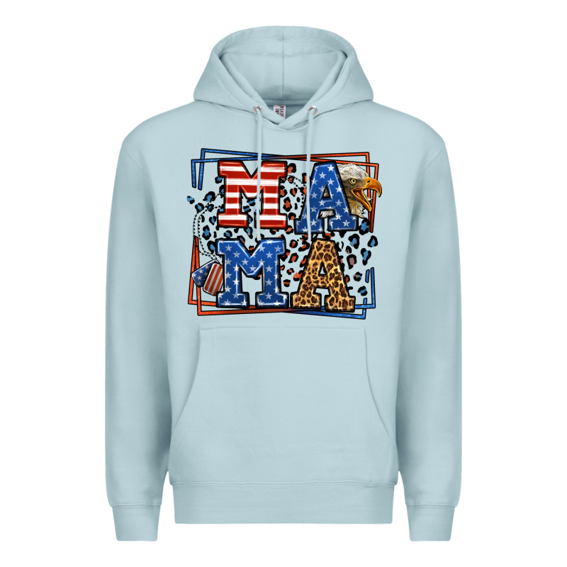 Army Veteran Mama Leopard Frame 4th Of July Premium Hoodie by LillyAllenDesigns | Teevron