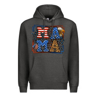 Charcoal Heather Army Veteran mama leopard frame 4th of July Premium Hoodie - LillyAllenDesigns