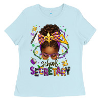 Baby Blue mardi gras school secretary afro messy bun Ladies Tee - texasbilliewilder