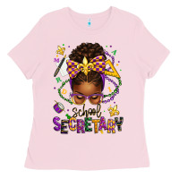 Bubblegum Pink mardi gras school secretary afro messy bun Ladies Tee - texasbilliewilder