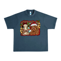 Midnight Navy christmas heifer and highland cow with serape background Urban Heavy Tee - RanaPortraitStore