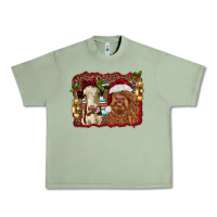 Oil Green christmas heifer and highland cow with serape background Urban Heavy Tee - RanaPortraitStore
