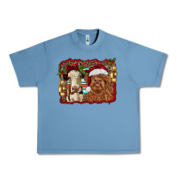 Pebble Blue christmas heifer and highland cow with serape background Urban Heavy Tee - RanaPortraitStore