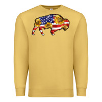 Antique Gold bison amerıcan flag Premium Sweatshirt - BarkalooDesign