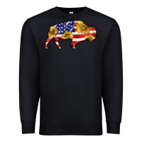 Black bison amerıcan flag Premium Sweatshirt - BarkalooDesign
