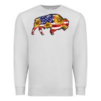 Dove Grey bison amerıcan flag Premium Sweatshirt - BarkalooDesign