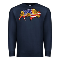 Navy bison amerıcan flag Premium Sweatshirt - BarkalooDesign