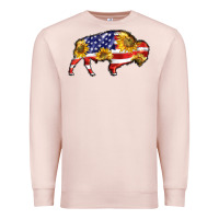 Pale Pink bison amerıcan flag Premium Sweatshirt - BarkalooDesign