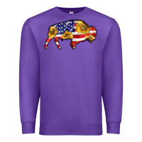 Purple bison amerıcan flag Premium Sweatshirt - BarkalooDesign