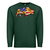 Sports Green bison amerıcan flag Premium Sweatshirt - BarkalooDesign
