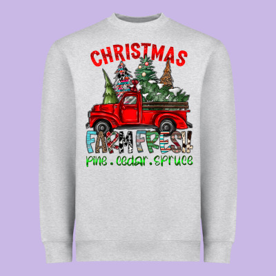 Christmas Tree Farm Truck Heavyweight Sweatshirt Designed By Cowhidedigitalart