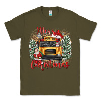 Army Green merry christmas school bus Classic Tee - texasbilliewilder