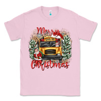 Bubblegum Pink merry christmas school bus Classic Tee - texasbilliewilder