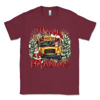 Burgundy merry christmas school bus Classic Tee - texasbilliewilder