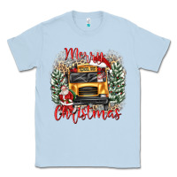 Dusty Blue merry christmas school bus Classic Tee - texasbilliewilder