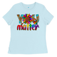 Baby Blue LGBTQ+ you matter with leopard Ladies Tee - NancyCooperArtShop