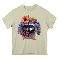 Mossy Classy But a Little Thrashy Raccoon with Flowers Heavy Core Tee - Bettercallsaul