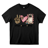 Black peace love pug Heavy Core Tee - JahusDesignShop