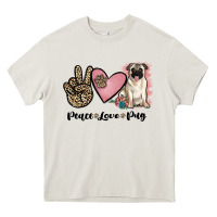 Cream peace love pug Heavy Core Tee - JahusDesignShop