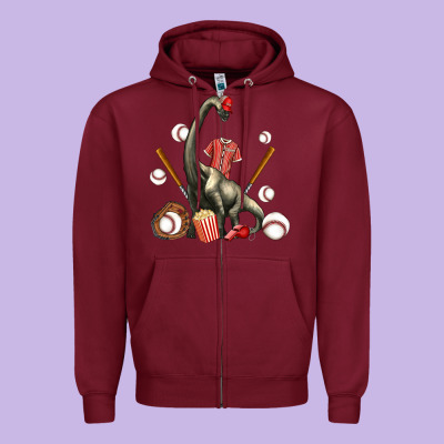 Brachiosaurus With Baseball Zipper Hoodie Designed By Artiststas