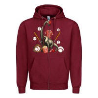 Burgundy brachiosaurus with baseball Zipper Hoodie - Artiststas