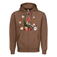 Chestnut brachiosaurus with baseball Zipper Hoodie - Artiststas