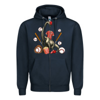 Navy brachiosaurus with baseball Zipper Hoodie - Artiststas